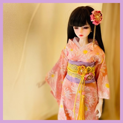bjd娃娃和服改良花魁拖尾娃衣定制八分六分四分三分ob24赠送头饰