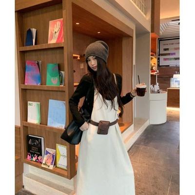 孕妇套装秋冬新款休闲显瘦吊带毛衣连衣裙女百搭打底针织衫两件套