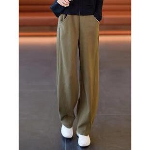 弯刀香蕉裤女裤秋冬加绒加厚2025新款小个子阔腿裤休闲运动卫裤子