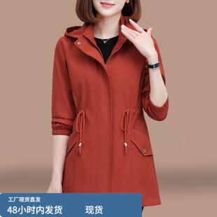 休闲风衣中长款外套女款春秋季薄款2026新款妈妈百搭夹克春装上衣