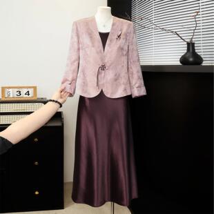 妈妈秋装连衣裙2026新款端庄大气套装中老年女婚宴喜婆婆春秋裙子