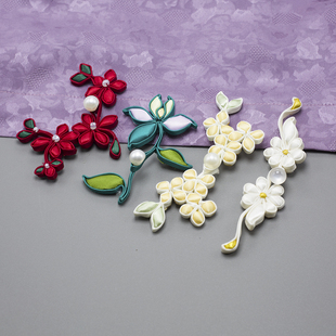 旗袍盘扣扣子国风玉石填棉扣复古汉服手工编织纽扣民族风装饰辅料