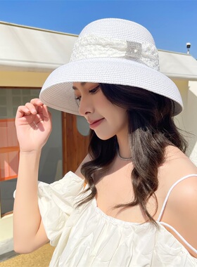 草帽出游赫本风女夏大檐水砖防晒