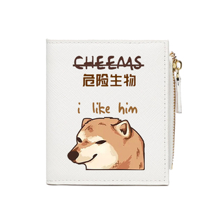 CHEEMS丧系秋田柴犬恶搞表情包可爱傻狗日系小众设计学生短款钱包