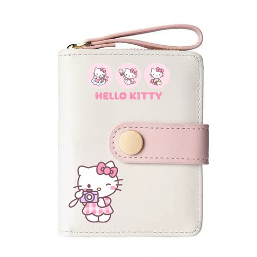 新款日式可爱小猫女生钱包短款学生卡包拉链零钱包女士wallet