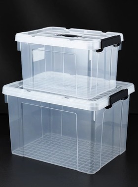 特大透明塑料箱家用衣服整理箱带轮带盖玩具收纳盒加厚车载储物箱