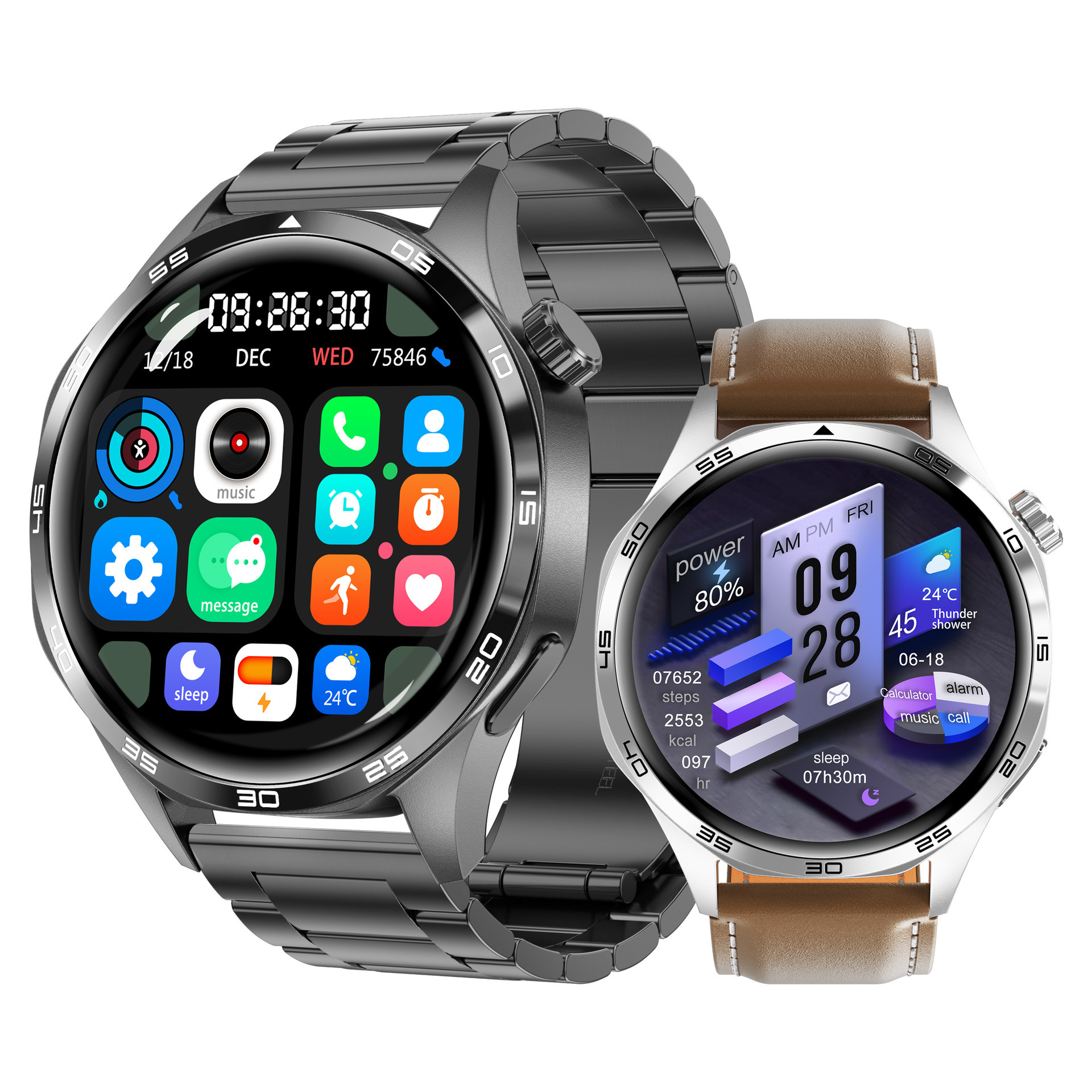 2025新款GT5PRO智能手表蓝牙通话心率血氧睡眠计步户外多运动手表