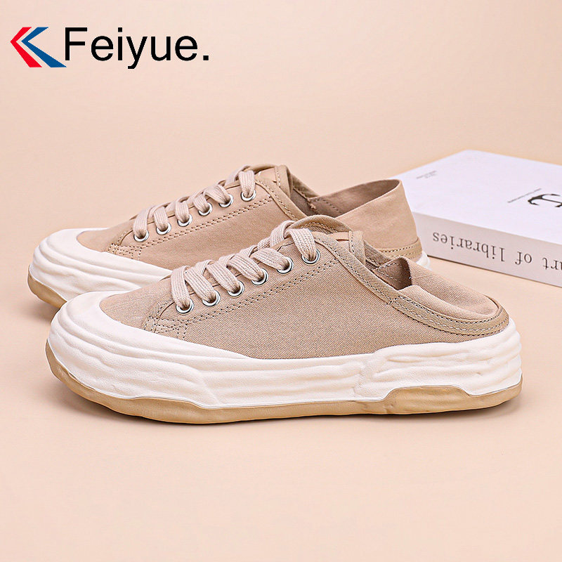 飞跃低帮圆头一脚蹬帆布鞋