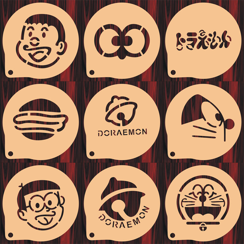 3寸4寸哆啦A梦2印花模具咖啡拉花印花蛋糕奶茶来图定制食品级材质