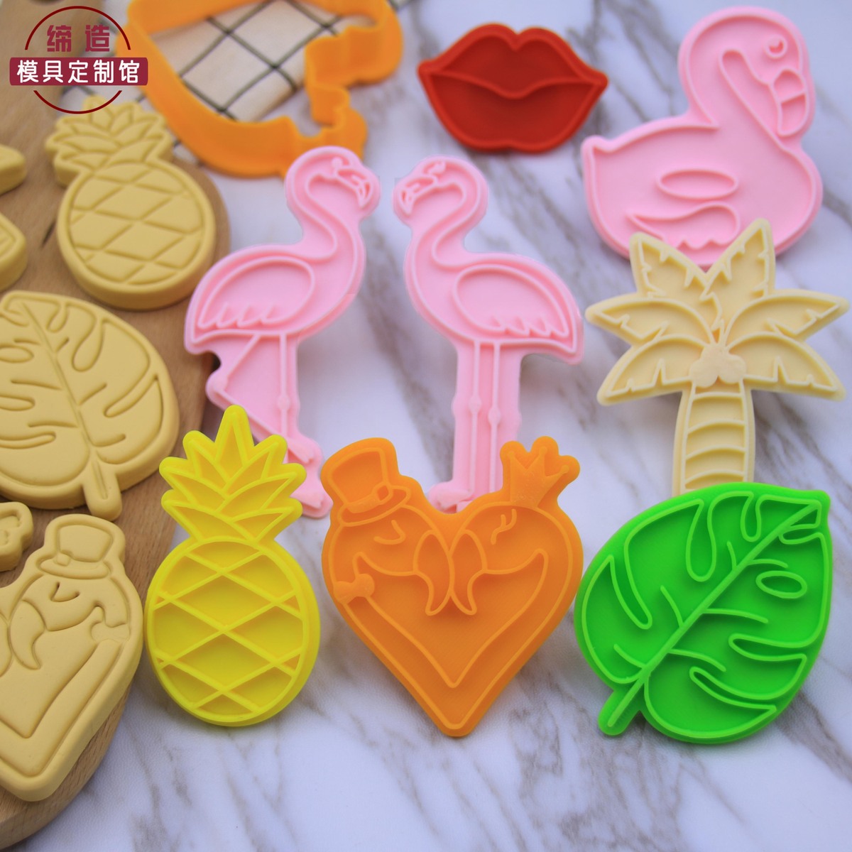 火烈鸟DIY烘焙饼干模具菠萝3D立体按压式卡通家用翻糖磨具