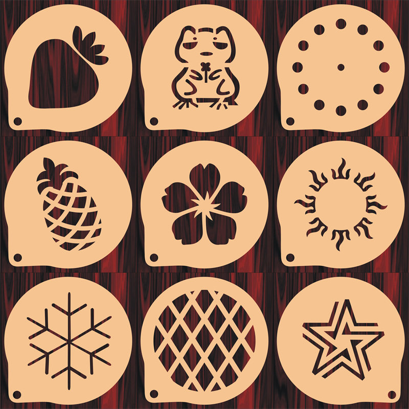 5/6/8寸花纹B款印花模具咖啡拉花印花蛋糕奶茶来图定制食品级材质