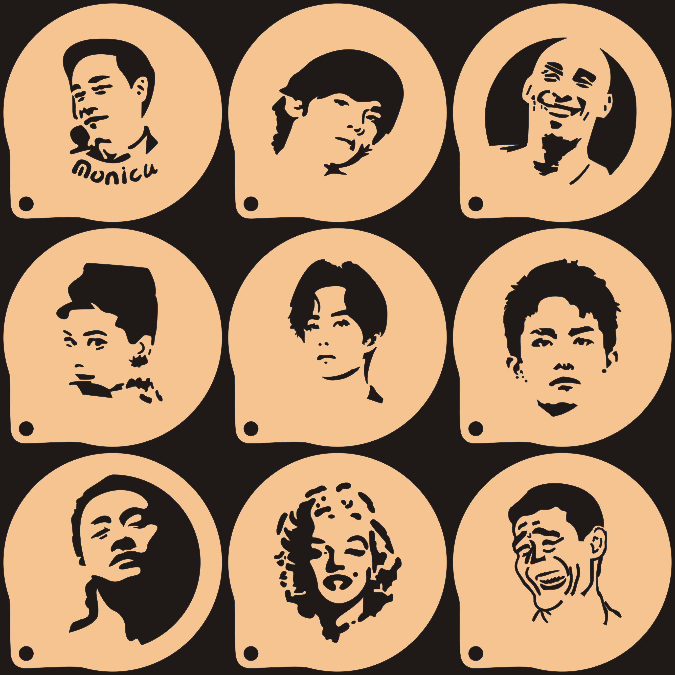 4寸明星印花模具咖啡拉花印花蛋糕奶茶喷洒花来图定制食品级材质