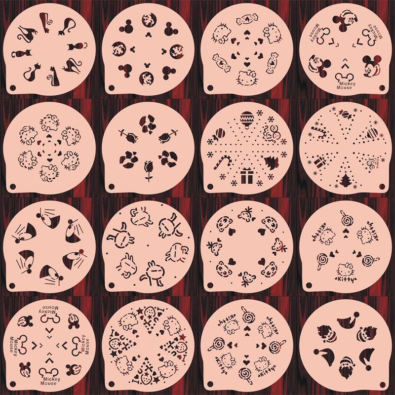 6/8寸等分印花模具咖啡拉花印花蛋糕奶茶喷洒来图定制食品级材质