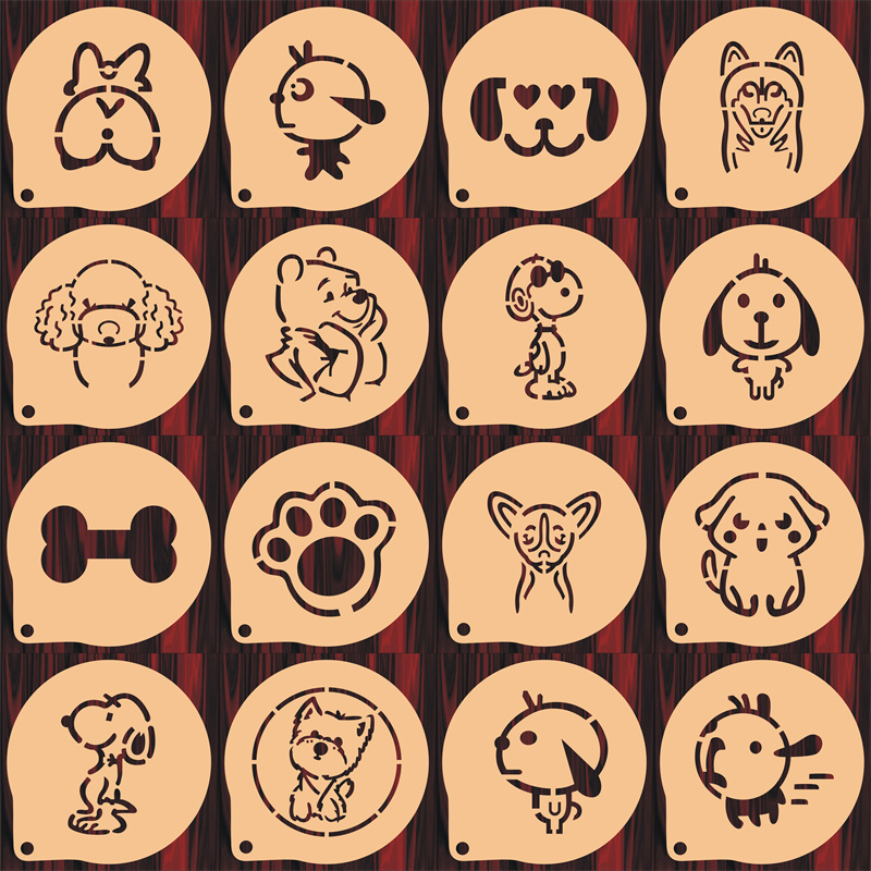 3寸4寸狗狗印花模具咖啡拉花印花蛋糕奶茶喷来图定制食品级材质