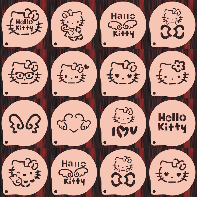 3寸4寸KT猫印花模具咖啡拉花印花蛋糕奶茶喷洒来图定制食品级材质