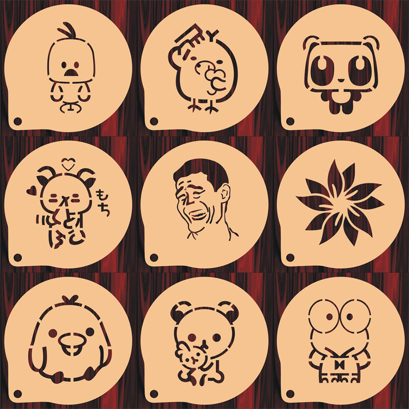 5/6/8寸花纹G款印花模具咖啡拉花印花蛋糕奶茶来图定制食品级材质