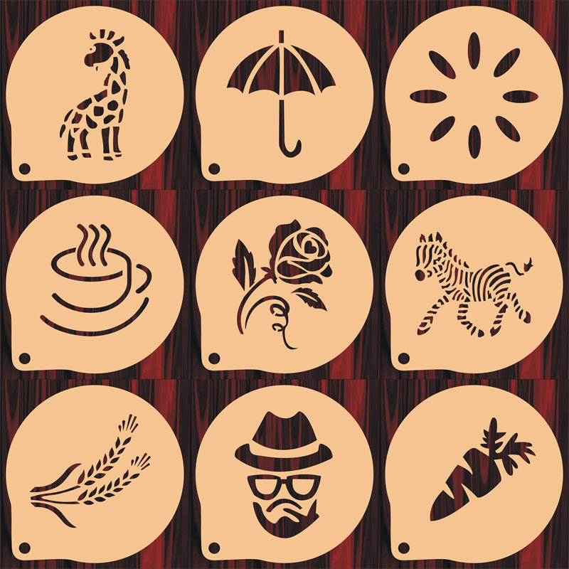 5/6/8寸花纹C款印花模具咖啡拉花印花蛋糕奶茶来图定制食品级材质