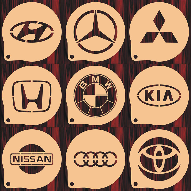 5/6/8寸车标1印花模具咖啡拉花印花蛋糕奶茶喷来图定制食品级材质