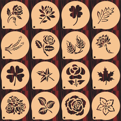 3寸树叶花花朵印花模具咖啡拉花印花蛋糕奶茶来图定制食品级材