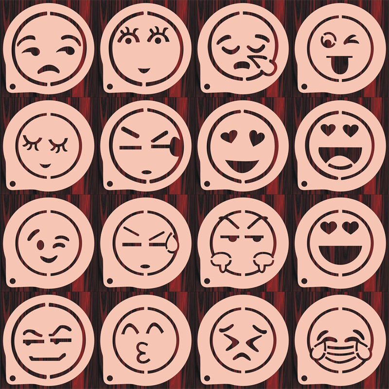 3寸4寸表情印花模具咖啡拉花印花蛋糕奶茶喷洒来图定制食品级材质