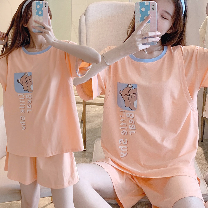 夏季哺乳睡衣薄款短袖套装孕妇装家居服套装