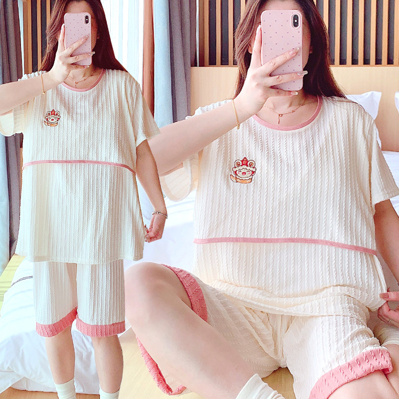 女纯棉薄款产妇哺乳产后孕妇睡衣