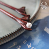 星鹿屿原创紫檀木簪鱼尾簪新中式 人鱼泪 盘发簪子小众发饰男女