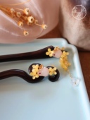 月桂兔 星鹿屿原创白玉兔年黑檀木簪盘发簪子发饰古风茶服旗袍