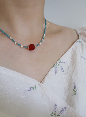 【南风知我意】星鹿屿国风项链红玛瑙蓝磷灰石新中式锁骨链颈链女