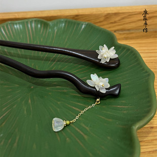 【如梦令】新中式花朵可盘发檀木簪汉服簪子气质旗袍头饰发饰女神