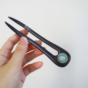 【格桑】原创民族风发簪U型簪子檀木发饰新中式盘发新中式高级感