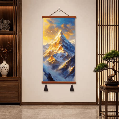 新中式日照金山玄关装饰画客厅书房办公室过道背景墙轻奢山水挂画