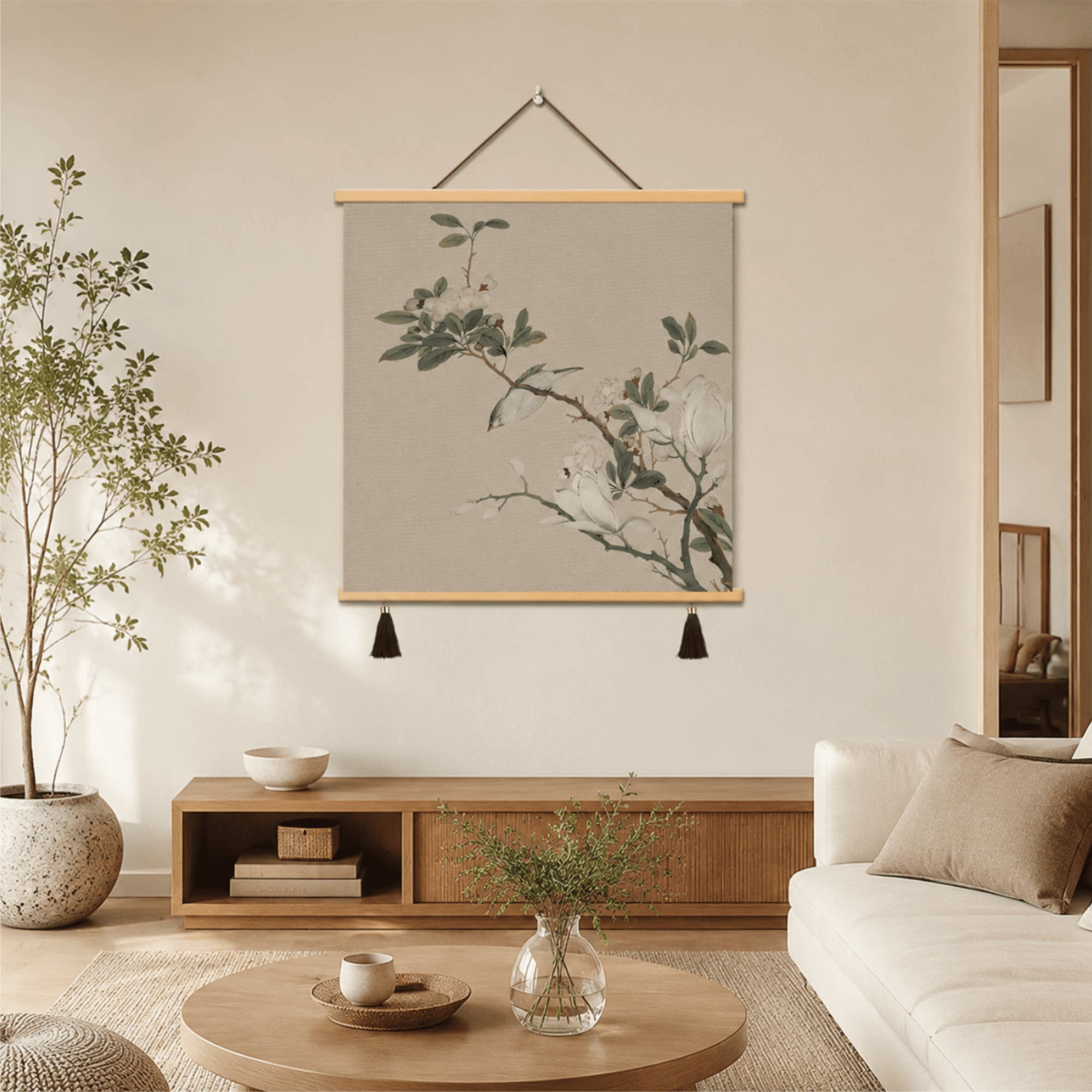新中式玉兰花鸟国画客厅卧室玄关餐厅墙面装饰挂画现代简约轻奢风