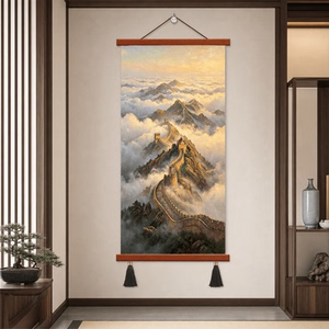 新中式长城云海风景装饰画玄关走廊过道墙面高端大气油画风格挂画