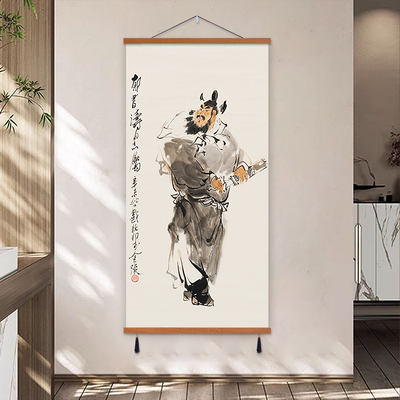 钟馗挂画天师赐福画像伏魔图镇宅挂布画客厅玄关背景画门神装饰画