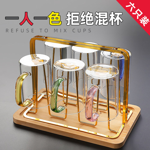 玻璃杯套装带把家用待客杯泡茶杯