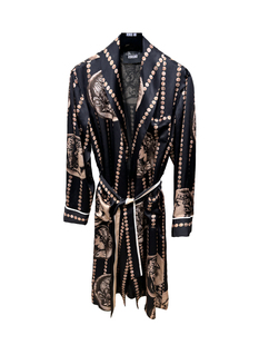 ROKKIHU 男装衬衫衬衣长袖桑蚕丝古钱币dg印花睡衣男女