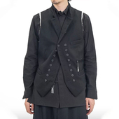 ROKKIHU 纽扣马甲立领撞色肩带设计感山本耀司风定制背心 男士