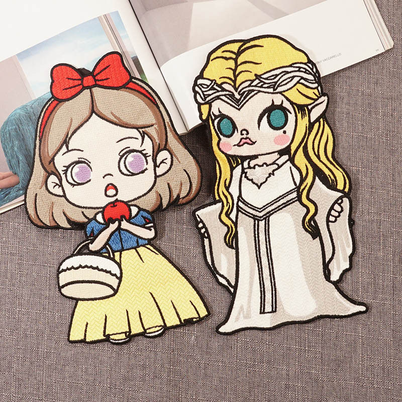 卡通女孩布贴白雪公主水溶刺绣贴衣服装饰补丁贴时尚大号手缝贴布