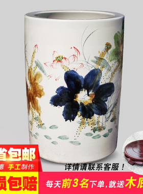 景德镇陶瓷器字画桶手绘窑变箭筒