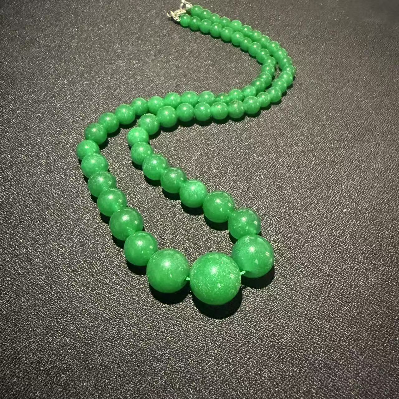 天然A货翡翠圆珠项链男女同款