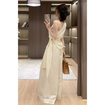 独特绝美巨好看韩系穿搭一整套ootd无袖斜肩漂亮套装女夏2026新款