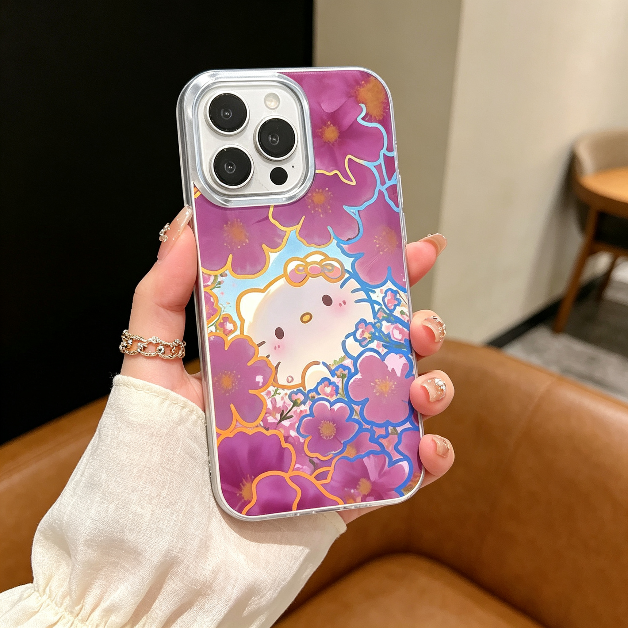 ins风萌猫渐变光感防摔手机壳
