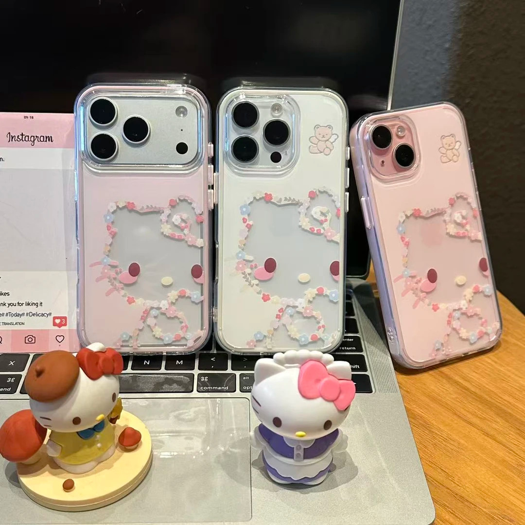 ins风多巴胺镂空花花萌猫少女心适用iPhone17promax手机壳苹果16/15可爱14plus亚克力13/12防摔华为oppo小米