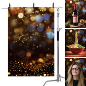 夜间暗色光斑虚化闪光摄影背景布道具摆件产品美食人像拍摄场景