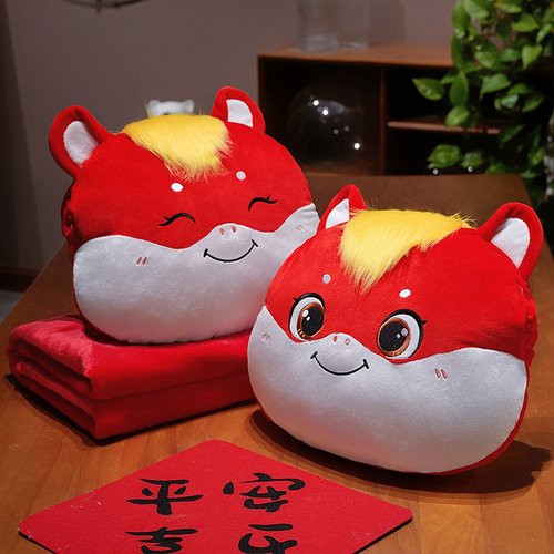 折叠可收纳抱枕毯子三合一被子