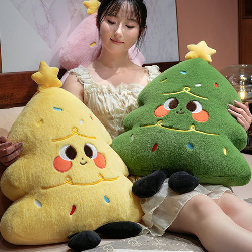 可爱圣诞毛绒玩偶靠垫节日装饰品