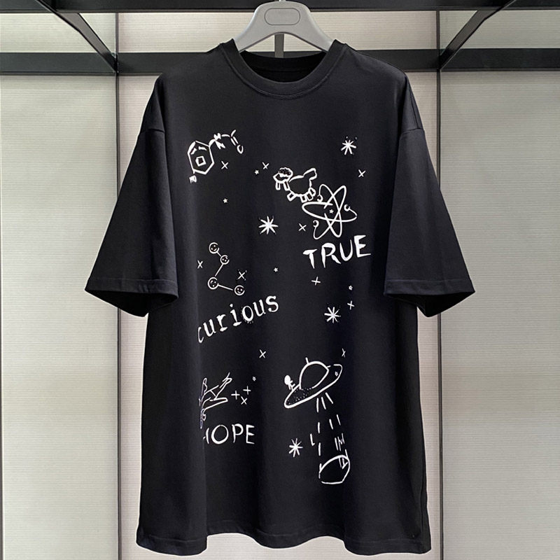 阿玛施旗舰店官网2020夏新款女装专柜正品宽松卡通印花短袖T恤衫