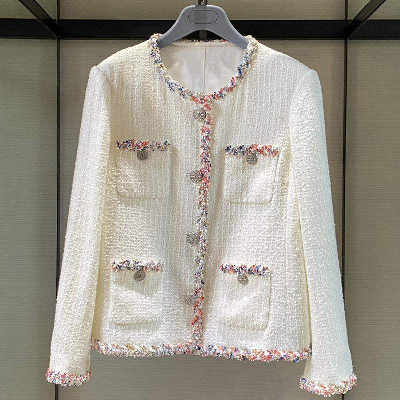 阿玛施旗舰店官网2020秋季新款女装专柜正品粗花名媛小香风短外套