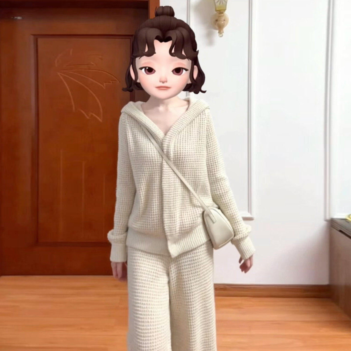 杏色针织毛衣套装女秋冬季2026新款超火韩系减龄穿搭一整套巨好看